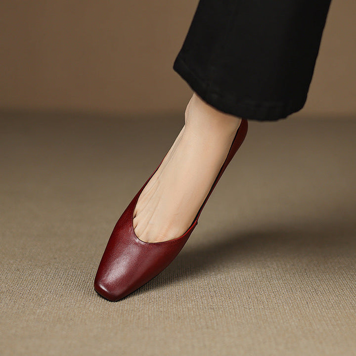 Womens Genuine Leather Flats Slip-On Style