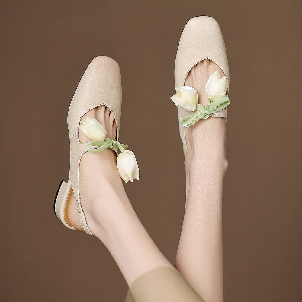 Womens Slingback Shoes Genuine Leather Classic Fit