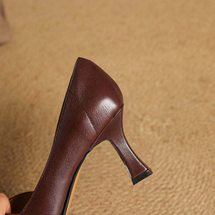 Womens Genuine Leather Heels Classic Fit