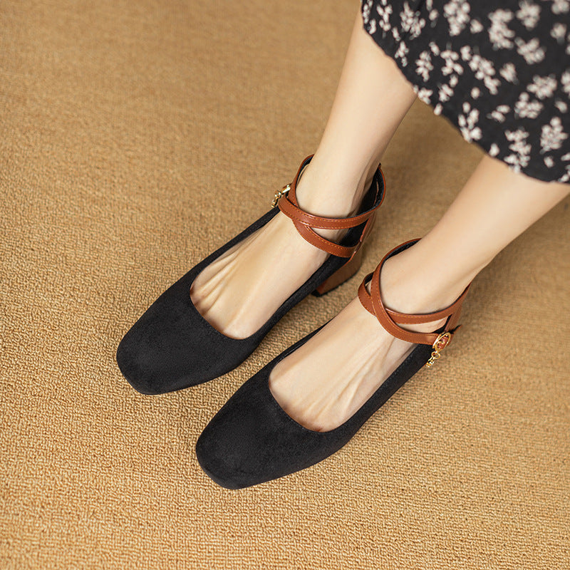 Womens Suede Heels Pointed Toe Classic Fit