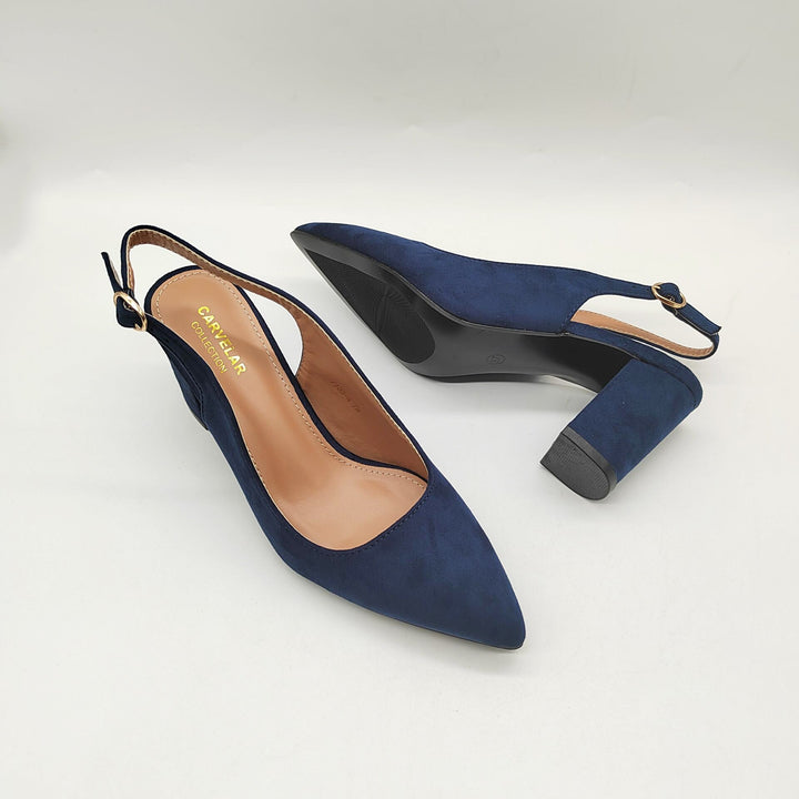 Womens Heeled Shoes Leather Pointed Toe - BritishMode