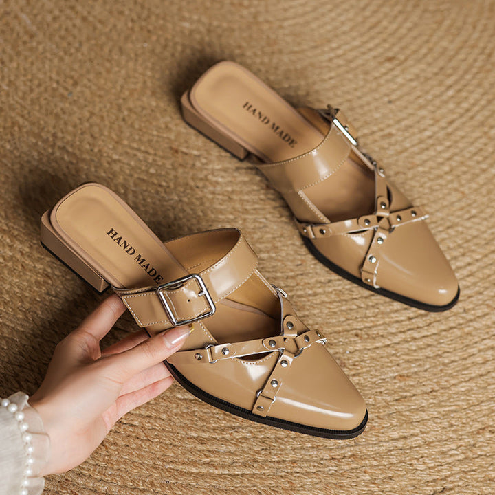 Womens Slingback Shoes Genuine Leather