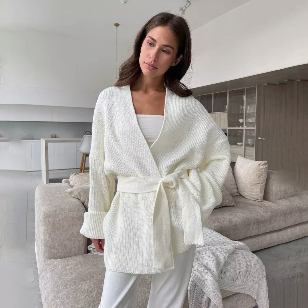 Womens Cable Knit Wrap Sweater Soft Fit