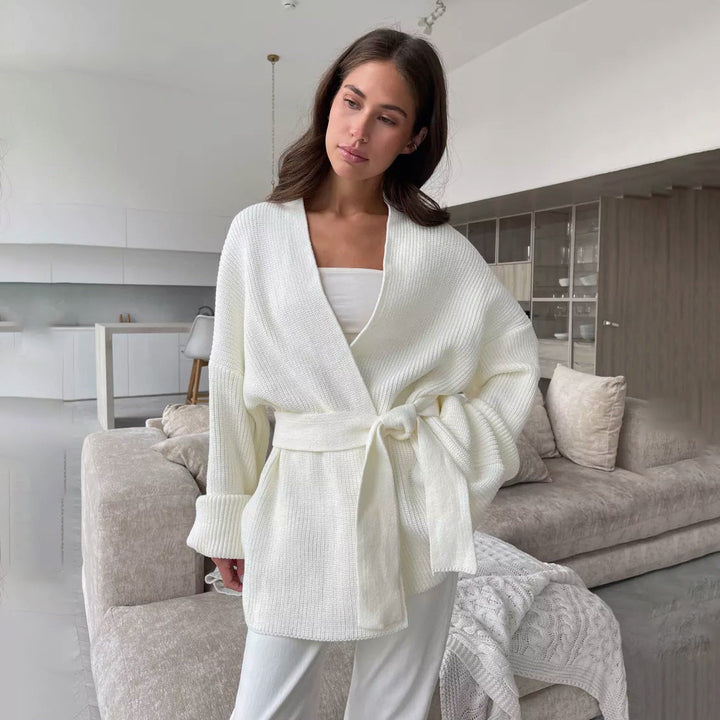 Womens Cable Knit Wrap Sweater Soft Fit