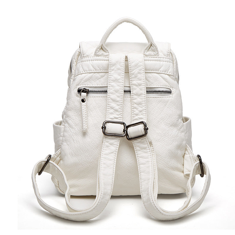 Unisex Backpack Soft Leather Spacious Storage