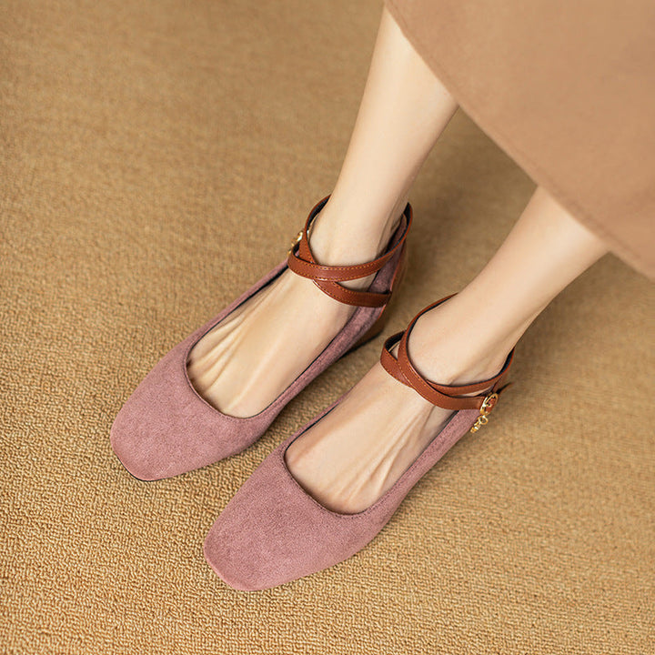 Womens Suede Heels Pointed Toe Classic Fit