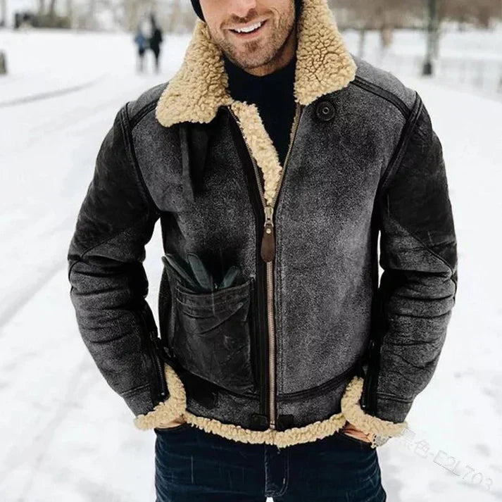Mens Leather Biker Jacket Slim Fit