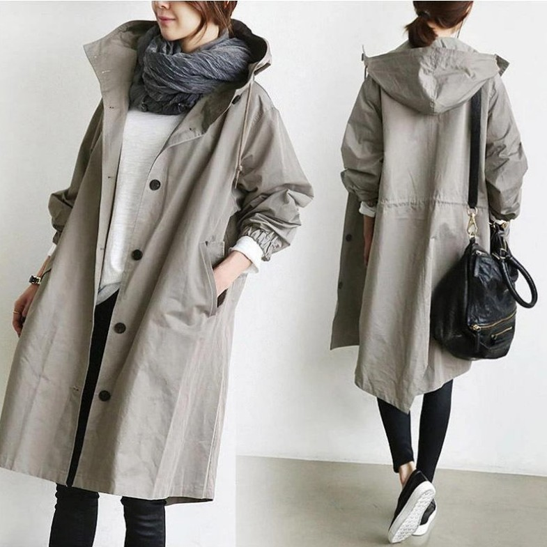 Womens Trench Coat Waterproof Large Hooded
