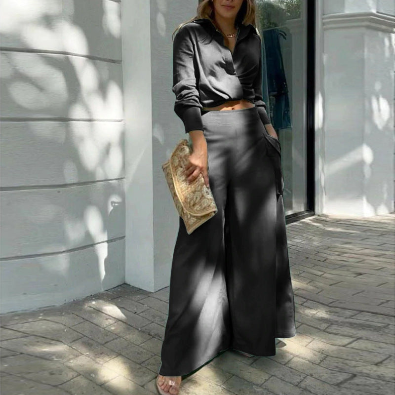 Womens Two-Piece Suit with Fitted Top and Trousers