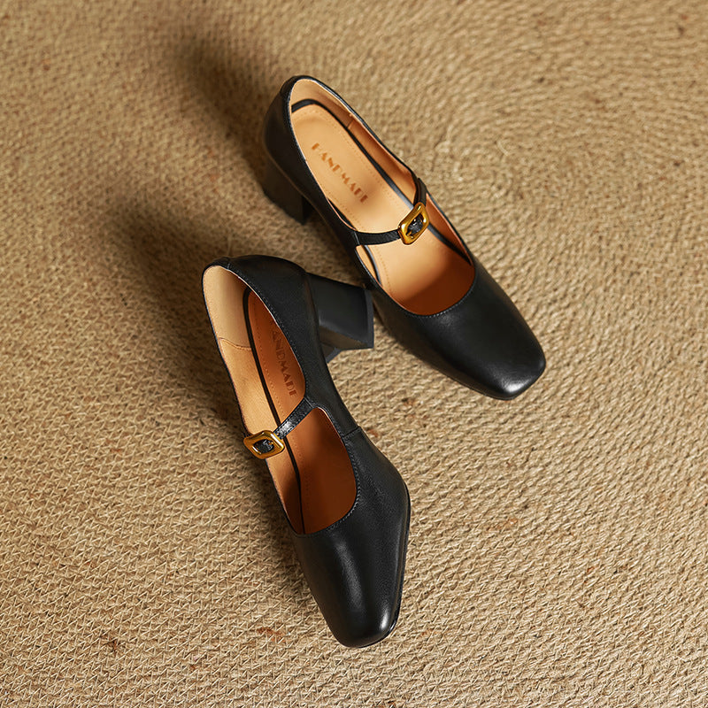 Womens Genuine Leather Heels Classic Fit