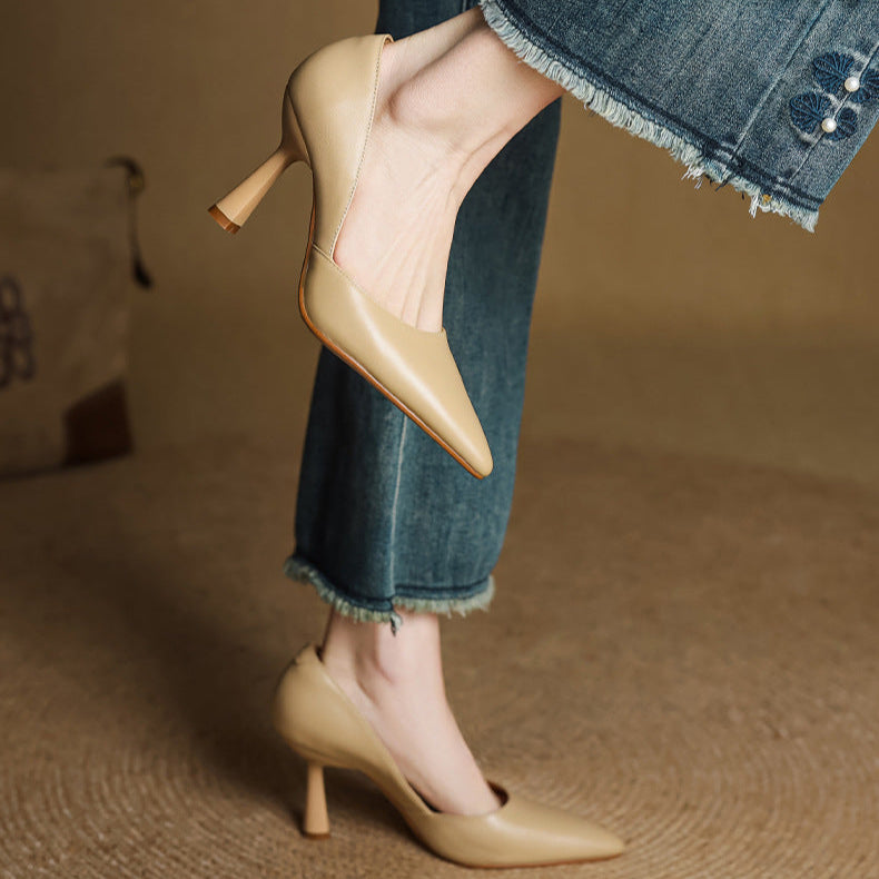 Womens Genuine Leather Heels Classic Fit