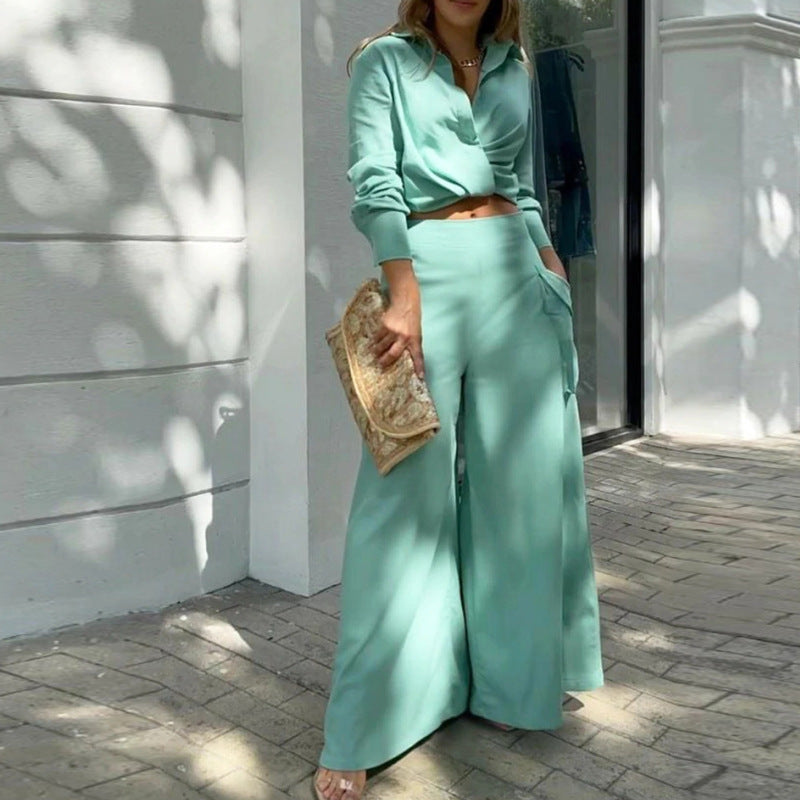 Womens Two-Piece Suit with Fitted Top and Trousers