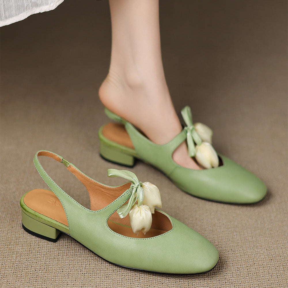 Womens Slingback Shoes Genuine Leather Classic Fit
