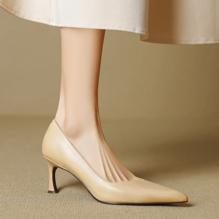 Womens Genuine Leather Heels Classic Fit
