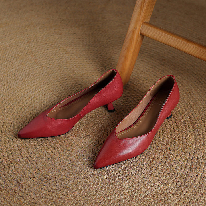 Womens Genuine Leather Heels Classic Fit
