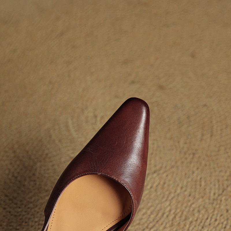 Womens Genuine Leather Heels Classic Fit