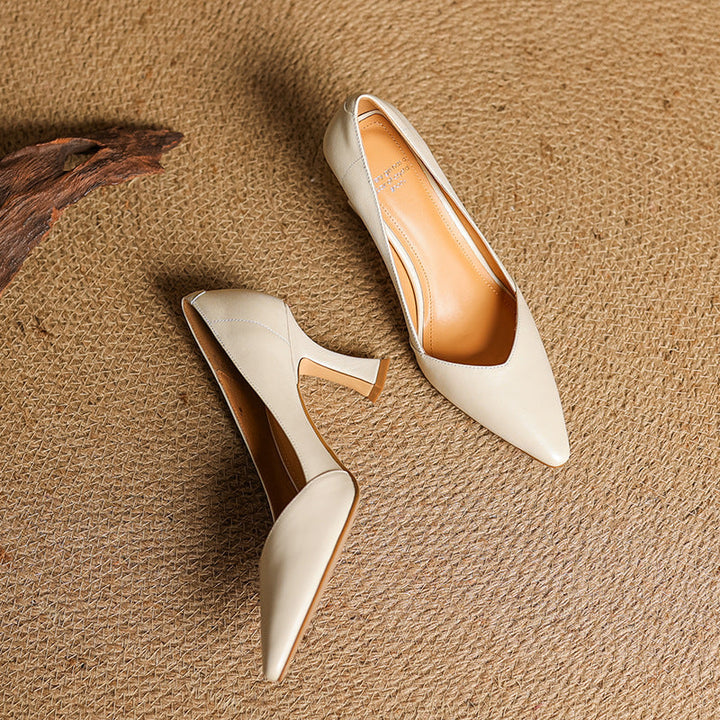 Womens Genuine Leather Heels Classic Fit