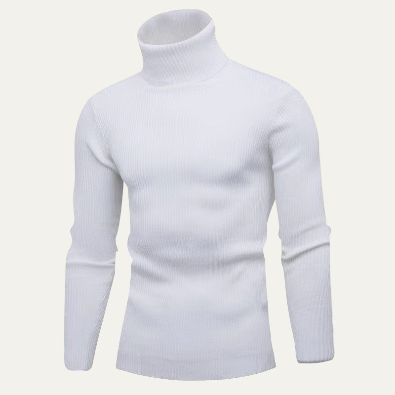 Mens Slim Fit Turtleneck Sweater Rib Knit