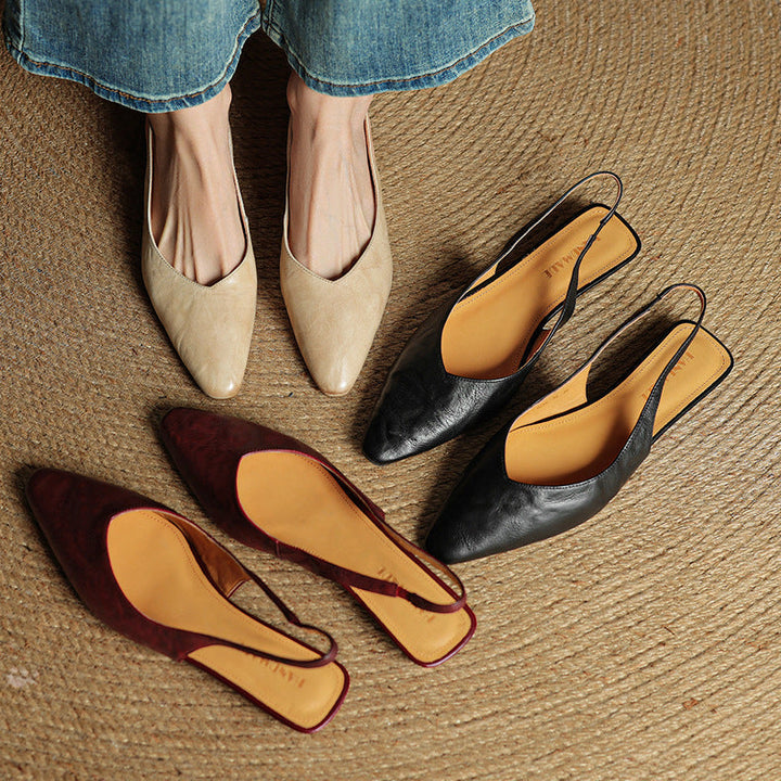 Womens Slingback Shoes Genuine Leather Classic Fit