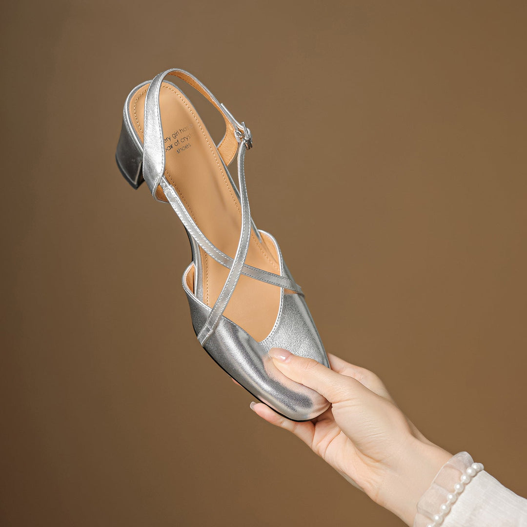 Womens Slingback Shoes Genuine Leather