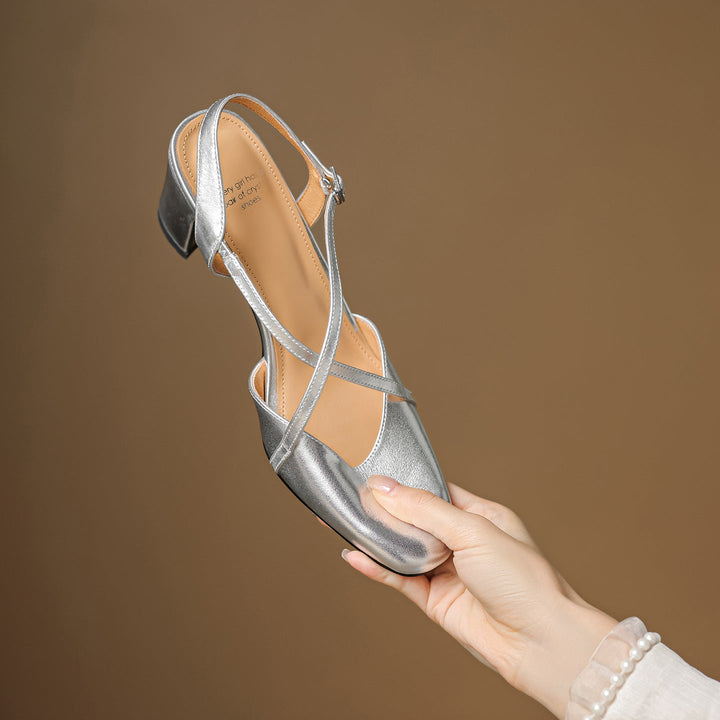 Womens Slingback Shoes Genuine Leather