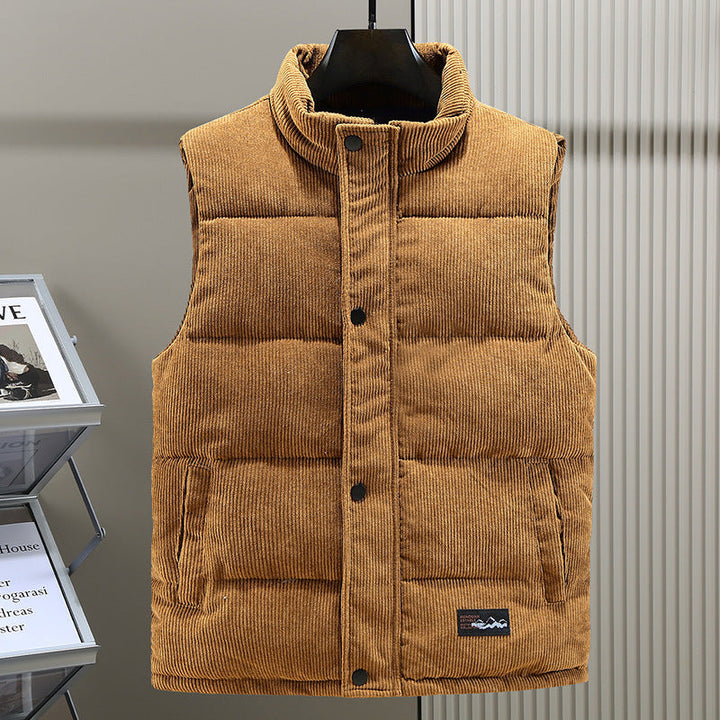 Mens Quilted Corduroy Vest Sleeveless Casual Fit - BritishMode