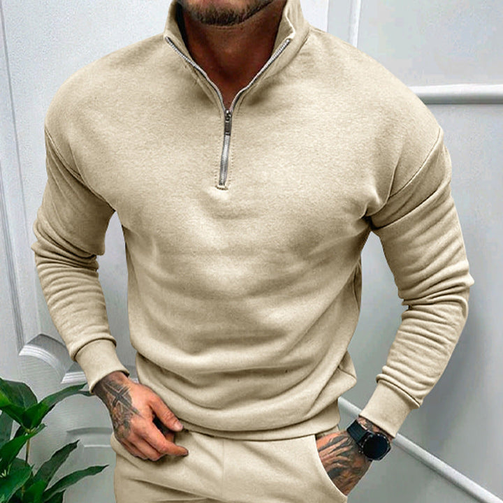 Unisex Zip-Up Sweatshirt with Stand-Up Collar