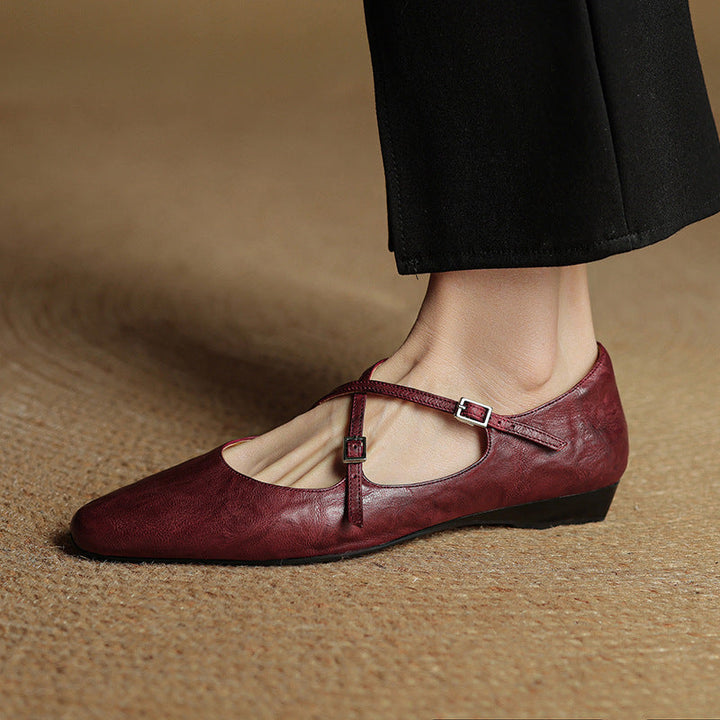 Womens Leather Flats Genuine Material