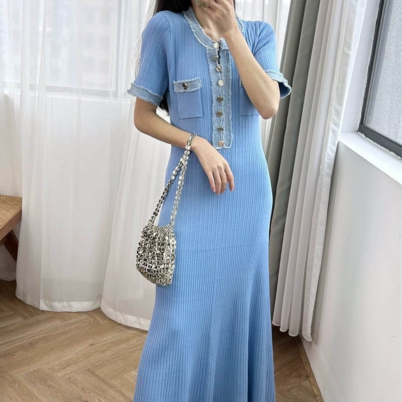 Womens Knit Maxi Dress V-Neck Relaxed Fit