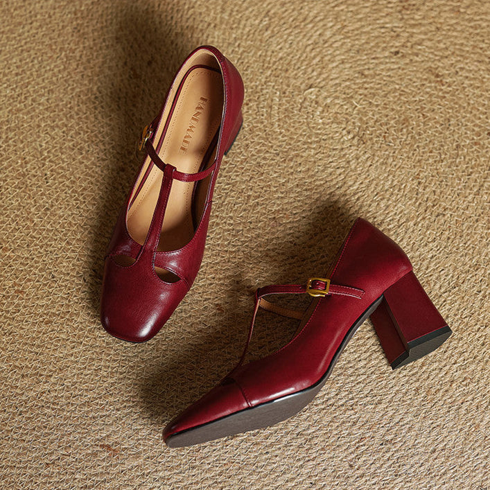 Womens Genuine Leather Heels Classic Fit