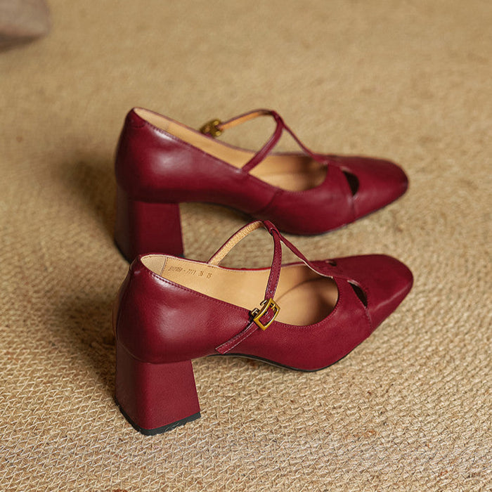 Womens Genuine Leather Heels Classic Fit