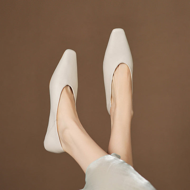 Womens Leather Flats Genuine Material