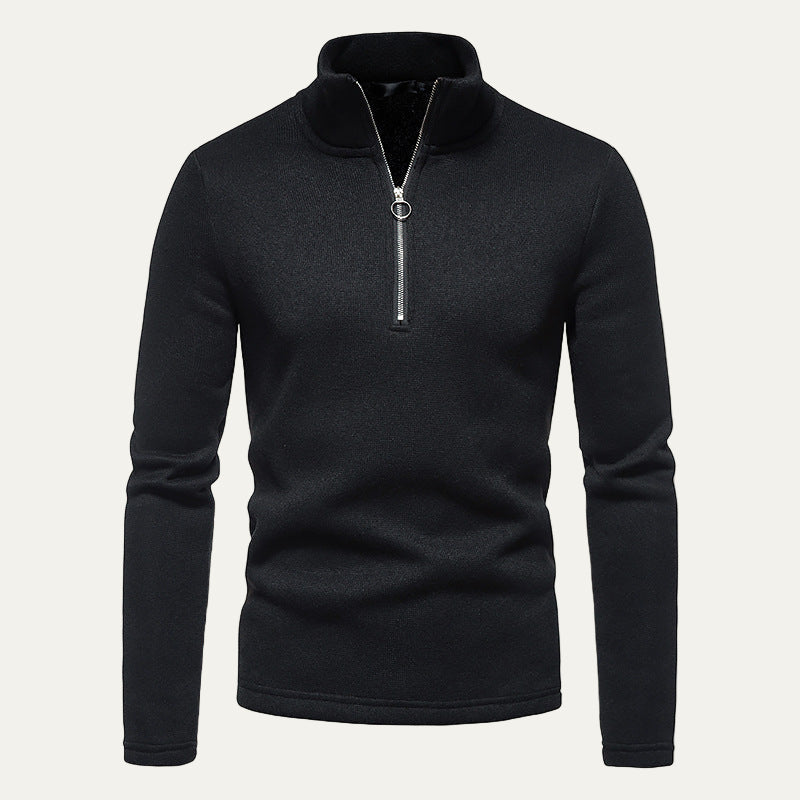 Mens Pullover Half Zip Textured Mock Neck