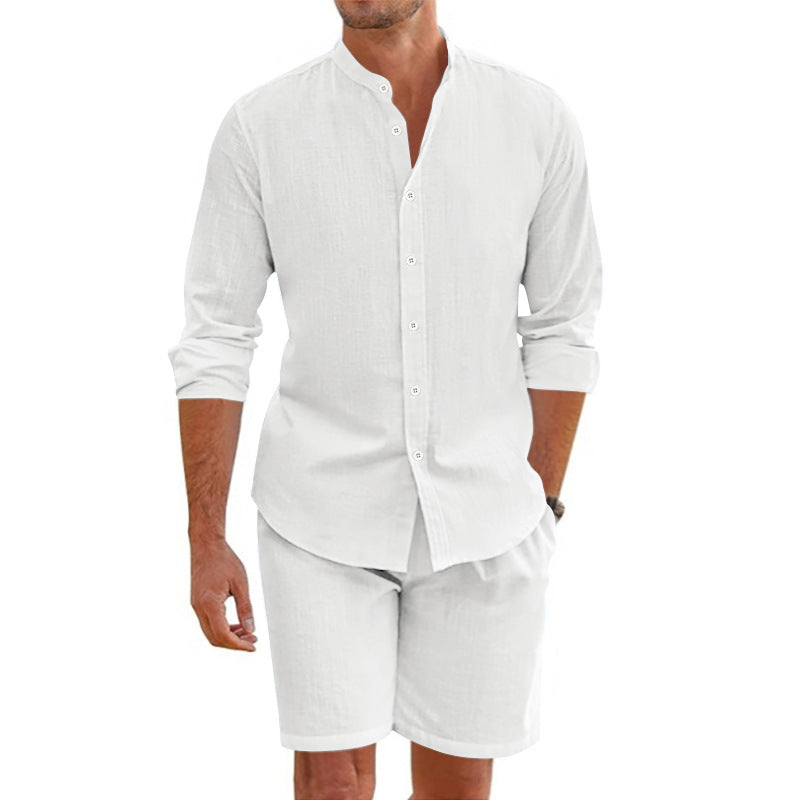 Mens Casual Button-Down Shirt and Shorts Set - BritishMode