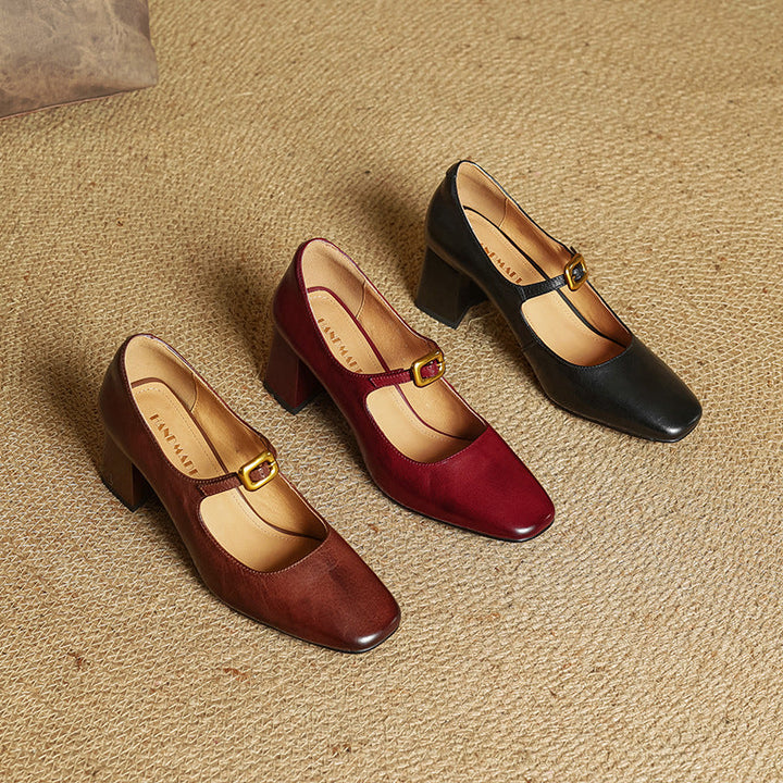 Womens Genuine Leather Heels Classic Fit