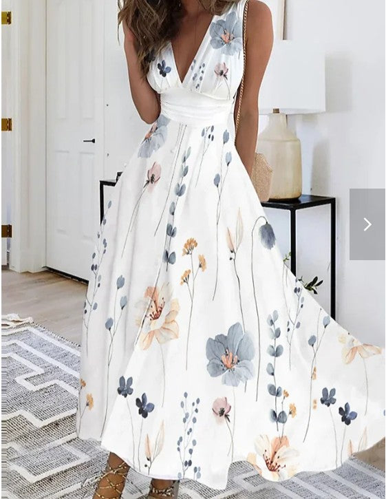 Womens Long Evening Dress Floral Pattern
