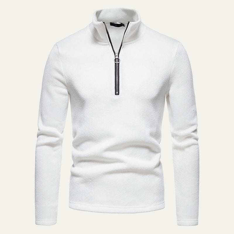 Mens Pullover Half Zip Textured Mock Neck