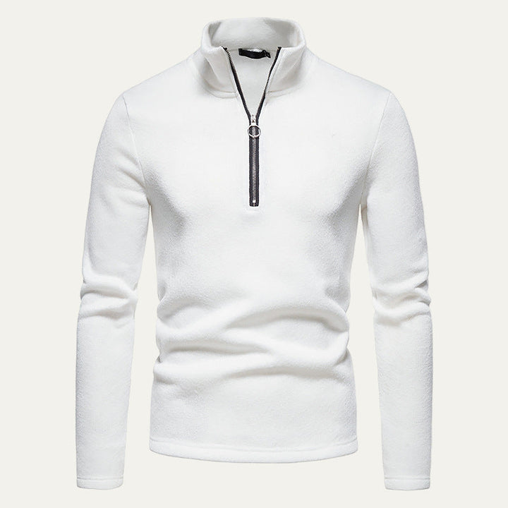 Mens Pullover Half Zip Textured Mock Neck