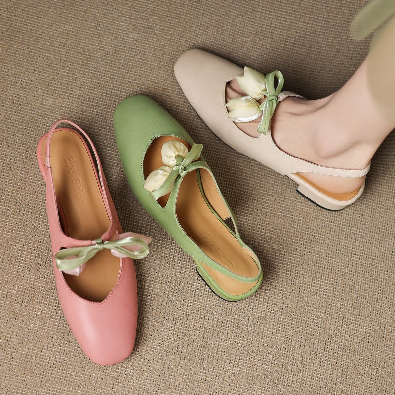 Womens Slingback Shoes Genuine Leather Classic Fit
