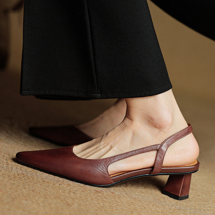 Womens Genuine Leather Heels Classic Fit