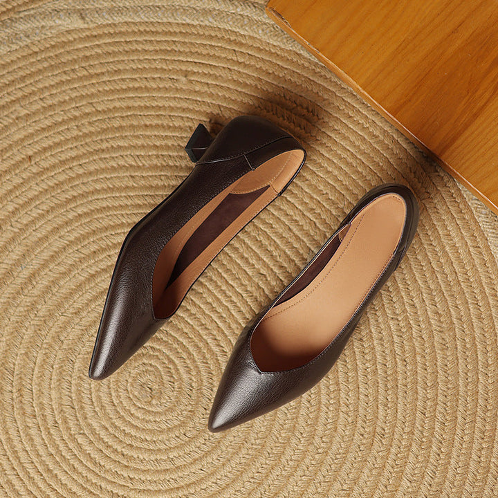 Womens Genuine Leather Heels Classic Fit