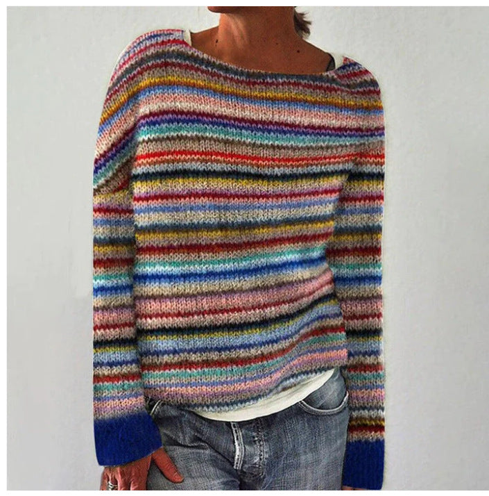 Womens Crew Neck Sweater Soft Knit
