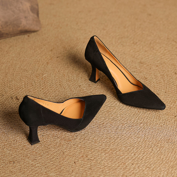 Womens Genuine Leather Heels Classic Fit