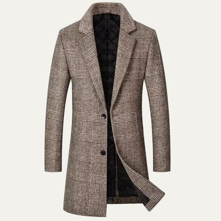 Mens Overcoat Single-Breasted Wool Blend Classic Fit