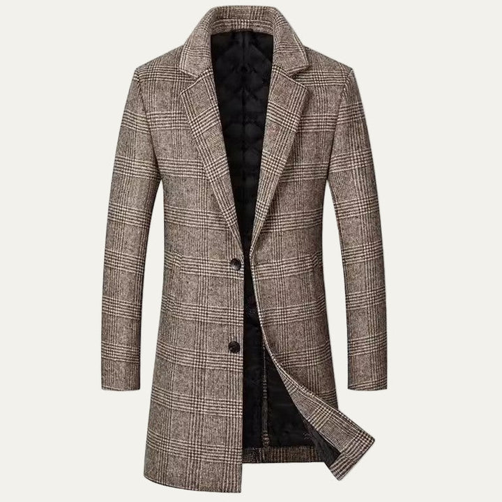 Mens Overcoat Single-Breasted Wool Blend Classic Fit