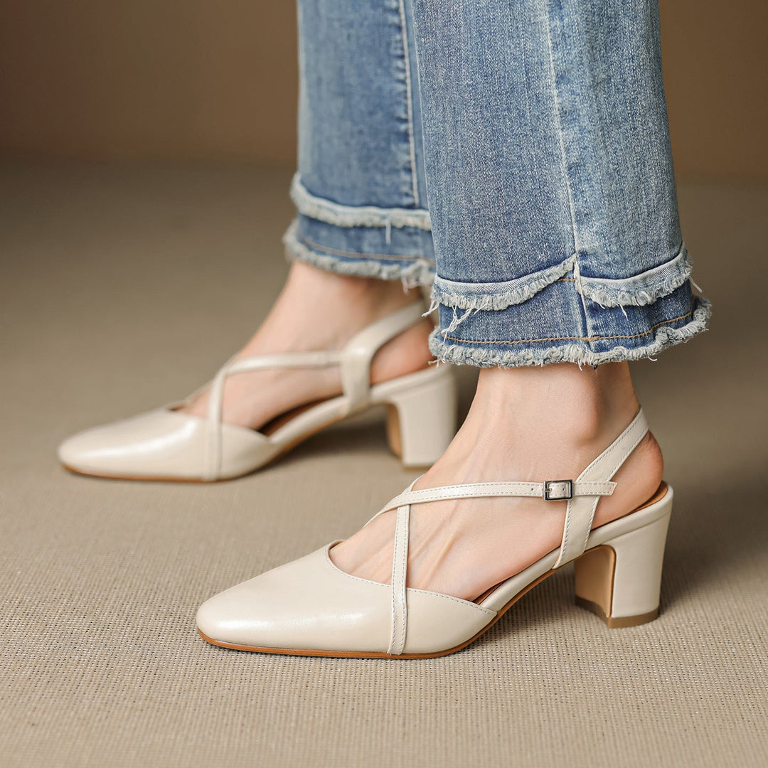 Womens Slingback Shoes Genuine Leather