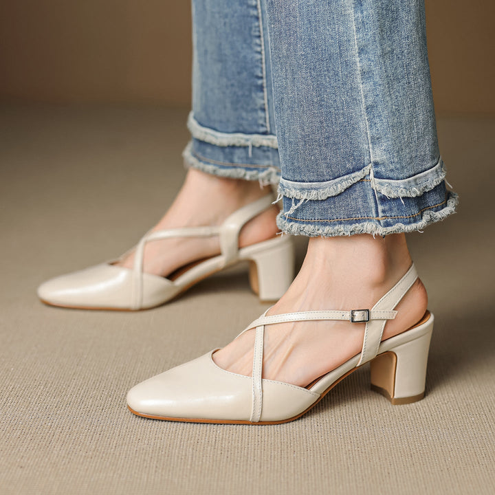 Womens Slingback Shoes Genuine Leather