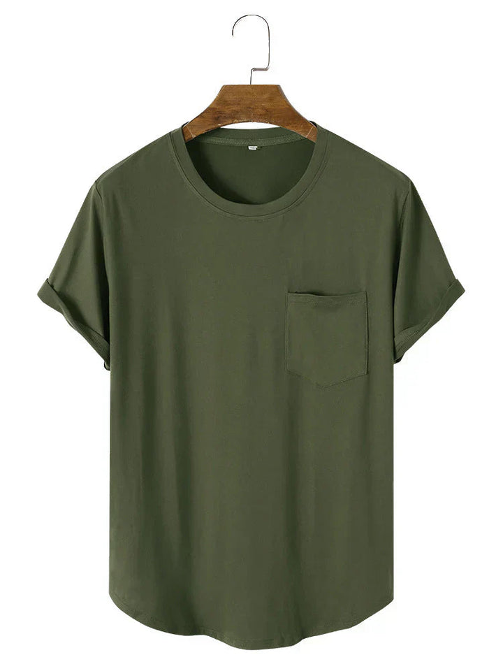 Mens T-Shirt Cotton Pocket Casual Fit