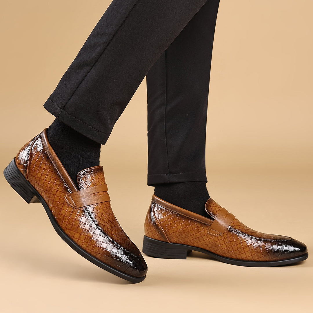 Mens Leather Loafers Slip-On Style