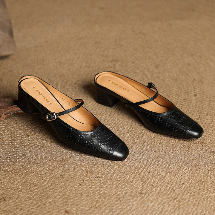 Womens Leather Mules Genuine Leather Slip-On